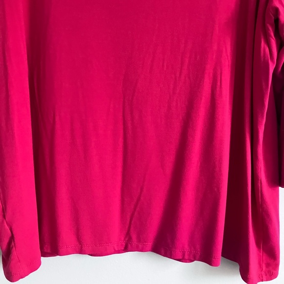 ANN TAYLOR Fuchsia Boatneck 3/4 Length Sleeve Soft Boxy Top Size XL - Picture 4 of 9